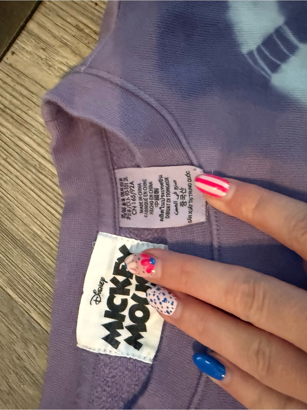 Disney Mickey Mouse Kids Lilac Tie-Dye Crewneck Sweatshirt - Picture 3 of 5